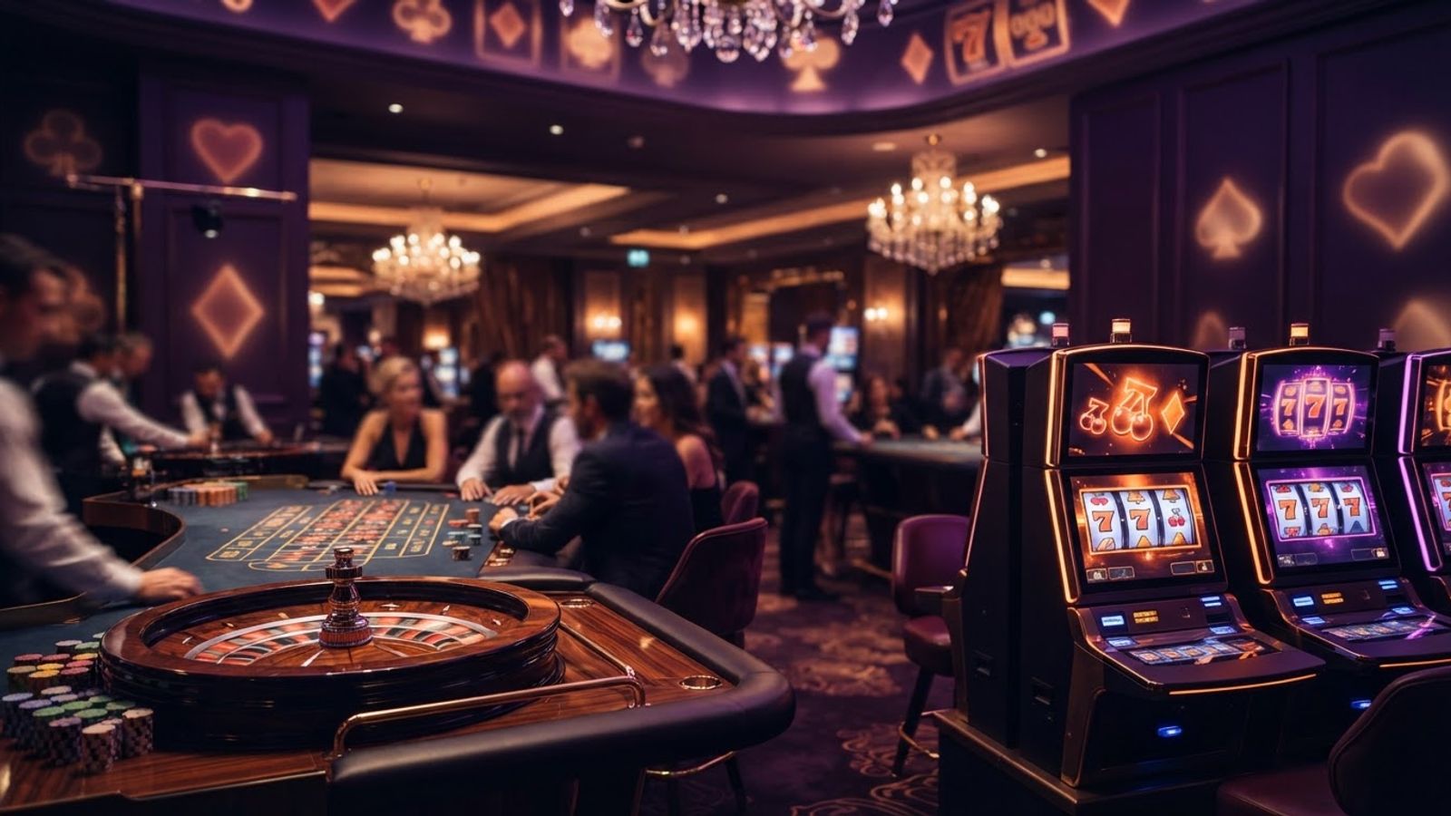 Lucky8 casino gaming atmosphere with cards and reels