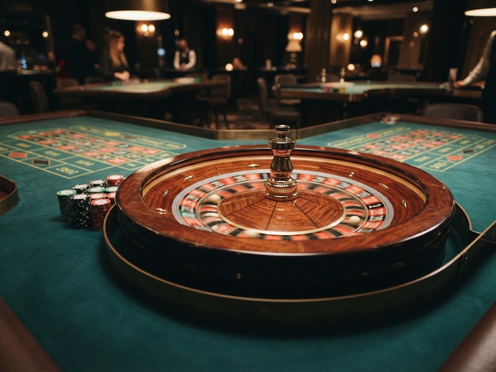 Roulette wheel spinning in live casino studio